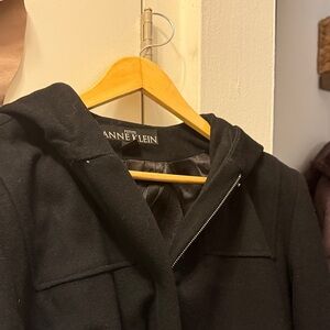 Anne Klein Elegant Black Hooded Jacket